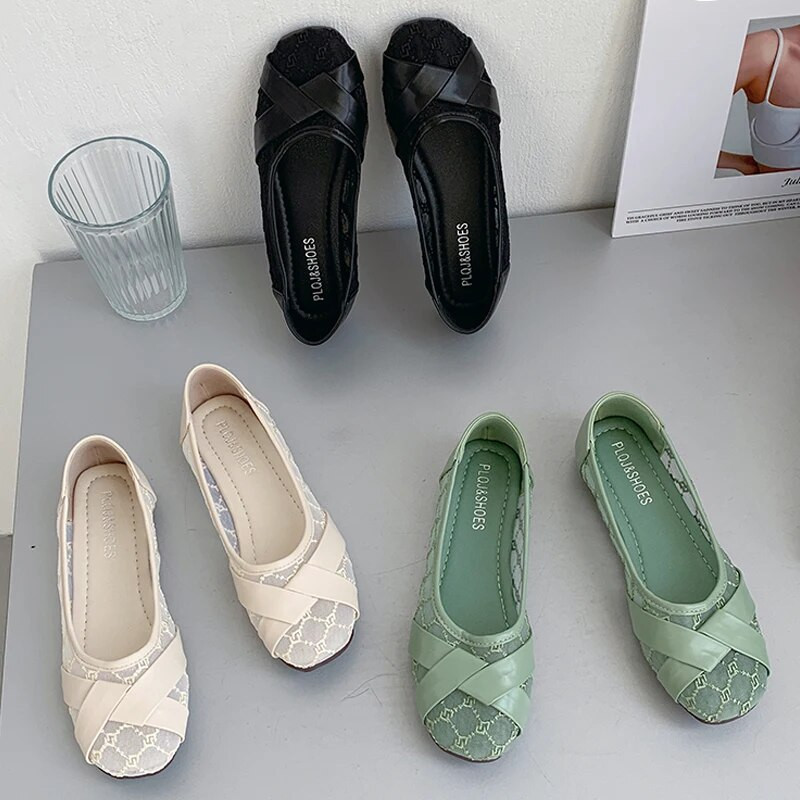 Europa i Amerika Nove mrežaste udobne ravne prozračne cipele sa šiljatim prstima Vjenčane mladenke za svečane zabave Ženske ravne cipele vc4222