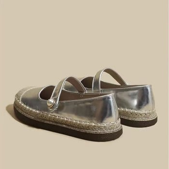 Νέα γυναικεία φλατ Sliver Espadrilles Pearl Mary Janes Παπούτσια Pacthwork Ψαρά παπούτσια Γυναικεία αθλητικά παπούτσια Casual παπούτσια φθινοπώρου 1454N