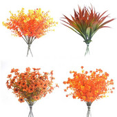 Gypsophila Umjetno cvijeće Grana eukaliptusa Bebe Dah Lažni Buket cvijeća crvene naranče Dekoracija kućnog vjenčanja Jesen