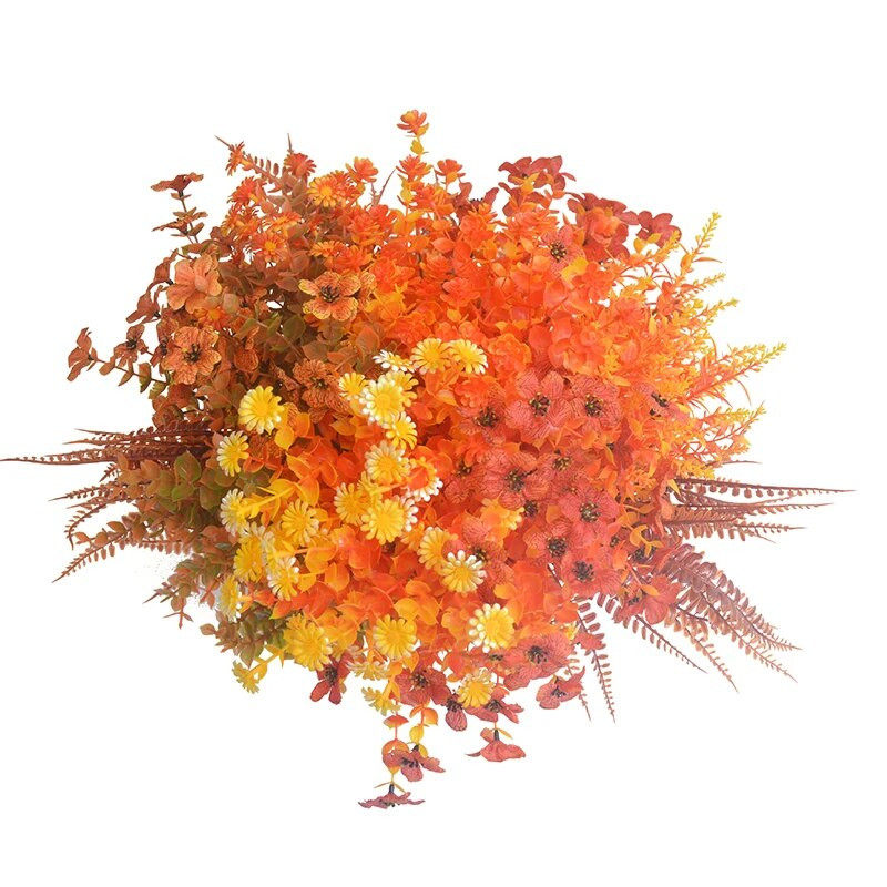 Gypsophila Umjetno cvijeće Grana eukaliptusa Bebe Dah Lažni Buket cvijeća crvene naranče Dekoracija kućnog vjenčanja Jesen