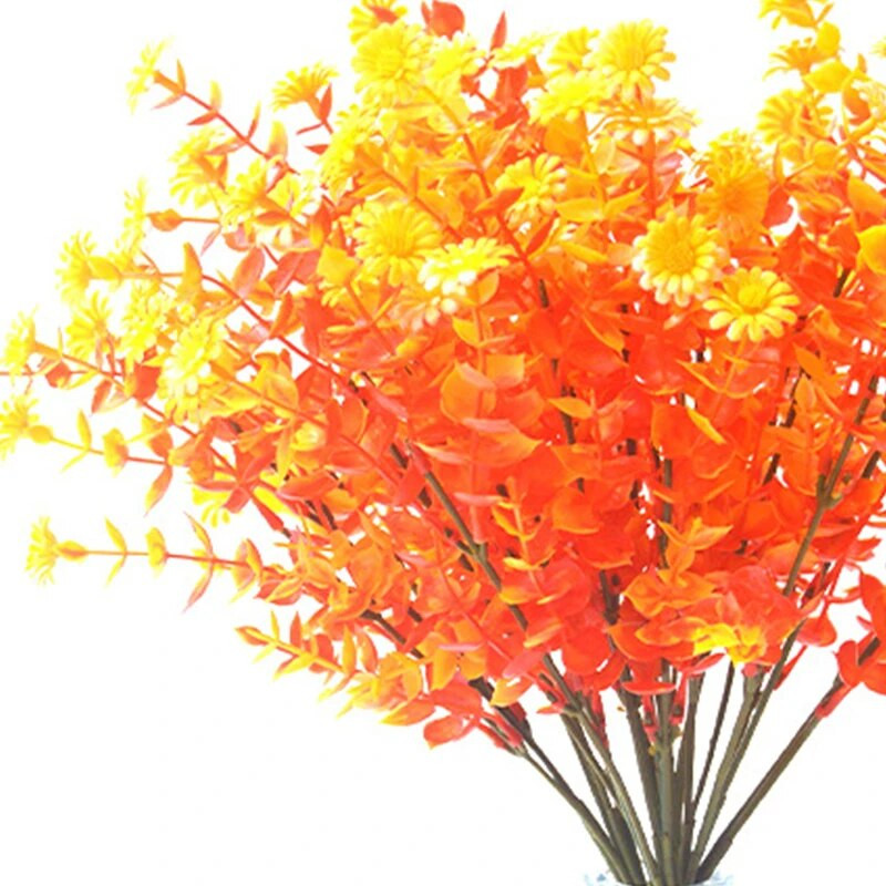 Gypsophila Umjetno cvijeće Grana eukaliptusa Bebe Dah Lažni Buket cvijeća crvene naranče Dekoracija kućnog vjenčanja Jesen