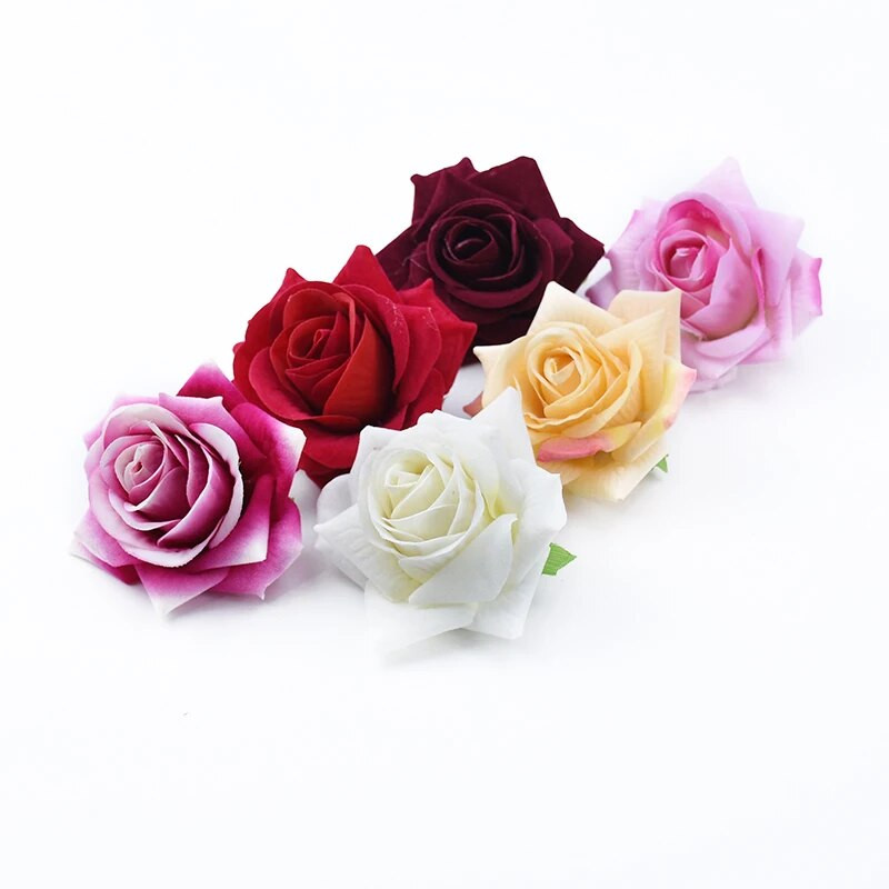 6 gabali Izsmalcinātas sarkanas rozes, 8 CM kāzu dekoratīvie ziedi, sienas dāvanas, albums Mājas dekori, vītnes mākslīgie ziedi, vairumtirdzniecība