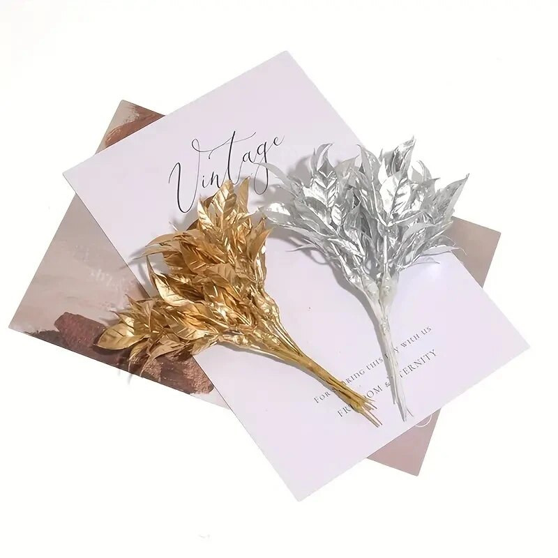 1 hunnik/6 tk Mini kuldne väike jõululillekimp Kunstsiidist lilled pulmakaunistuseks DIY scrapbooking pärg