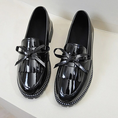 Fekete lakkbőr női naplopók, 2022, új divatos, lábbeli, női cipők, bojt, alkalmi, masnis, lapos cipők, női