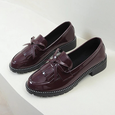 Fekete lakkbőr női naplopók, 2022, új divatos, lábbeli, női cipők, bojt, alkalmi, masnis, lapos cipők, női