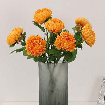58 см изкуствени цветя, букет от хризантеми, красив копринен декор за маса за дома, аранжирайте симулация на фалшиви растения, домашен декор