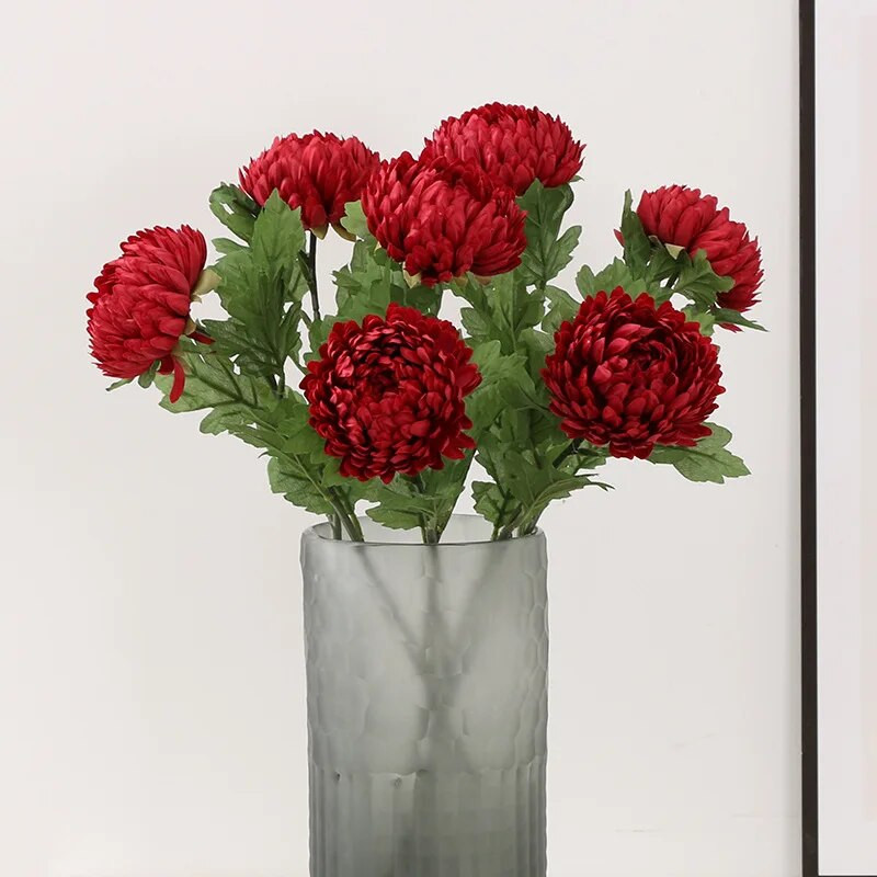 58 Cm Umjetno cvijeće Buket krizantema Prekrasan svileni dekor za kućni stol Aranžirajte simulaciju lažnih biljaka Home Decor