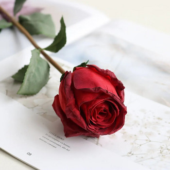 58 CM Изкуствени розови цветя Единични изпечени на огън фалшиви божури Сватба за домашна градина Парти Декорация Бяла роза Сухи цветя