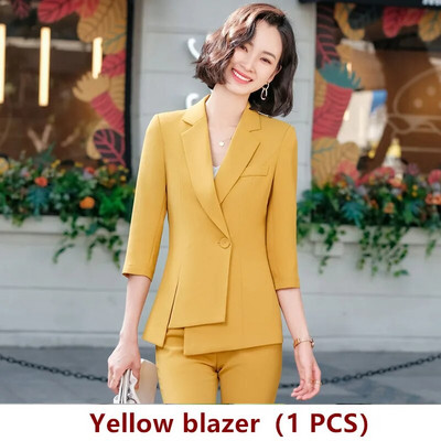 Chic ženski kompleti sakoa, jesen 2023., ružičaste, tanke, nepravilne jakne s pola rukava, formalne uredske dame, poslovni radni dvodijelni set