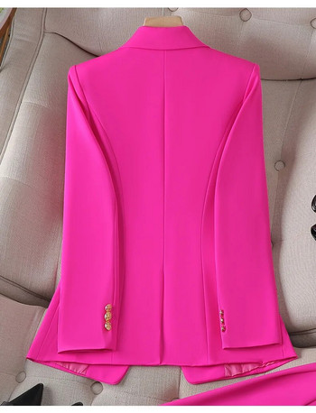 Υψηλής ποιότητας γυναικείο κοστούμι παντελόνι Ροζ Κόκκινο Ροζ Λευκό Νέα Μόδα Επίσημο Γυναικείο Μπουφάν και Παντελόνι Business Office 2 Piece Σετ σακάκι