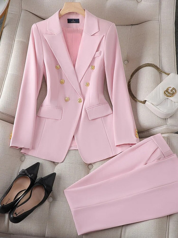 Υψηλής ποιότητας γυναικείο κοστούμι παντελόνι Ροζ Κόκκινο Ροζ Λευκό Νέα Μόδα Επίσημο Γυναικείο Μπουφάν και Παντελόνι Business Office 2 Piece Σετ σακάκι