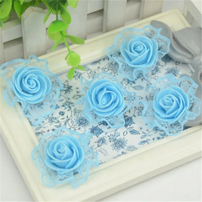 50gab 3cm mākslīgās mini PE putu mežģīņu rožu ziedi galva kāzu ballīšu dekorēšanai ar rokām darināti vītnes amatniecības viltotie ziedi