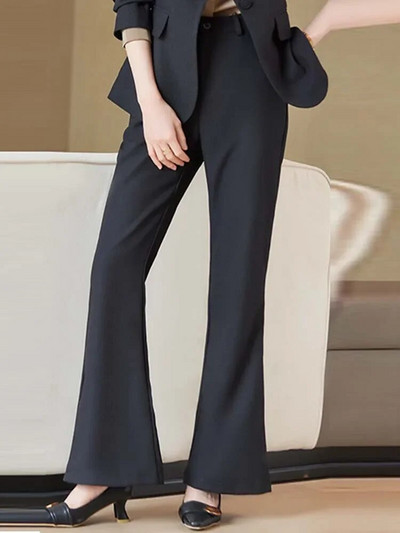 Yitimuceng Jednobojni dvodijelni setovi Ženska odjeća 2023. Uredska ženska ležerna jakna s otvorenim ovratnikom Uredska dama široka odijela s hlačama