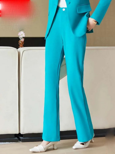 Yitimuceng Jednobojni dvodijelni setovi Ženska odjeća 2023. Uredska ženska ležerna jakna s otvorenim ovratnikom Uredska dama široka odijela s hlačama