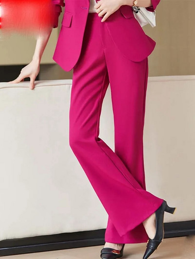 Yitimuceng Jednobojni dvodijelni setovi Ženska odjeća 2023. Uredska ženska ležerna jakna s otvorenim ovratnikom Uredska dama široka odijela s hlačama