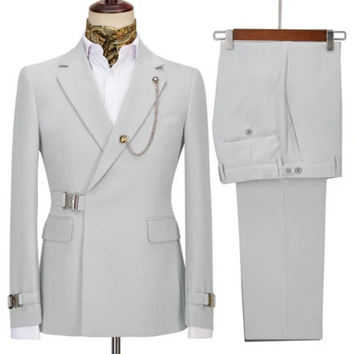 Zöldöves kivitelű, duplasoros férfi öltönyök, 2 részes kabátnadrág, legújabb kivitelű esküvői öltönyök vőlegény báli szmoking blézer szett