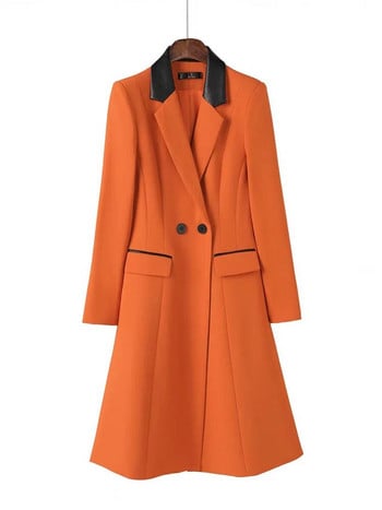 Σετ υφαντό επίσημο γυναικείο κοστούμι παντελόνι Φθινοπωρινό Χειμώνα Πορτοκαλί Μαύρο Γυναικείο Λεπτό Παντελόνι Επαγγελματική Εργασία Μόδα Σετ 2 τεμαχίων Blazer