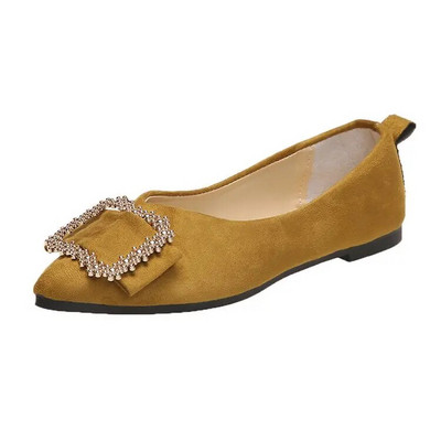 Vasaras sieviešu apavi Seksīgi smailas kvadrātveida dekoratīvas sprādzes, ērtas velveta auduma banketu plakanas kurpes