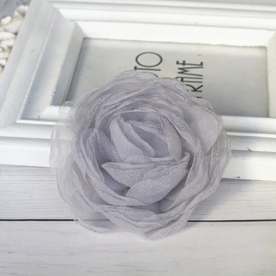 5Pcs 9CM Ručno izrađena gaza Organza Tkanina Umjetno cvijeće Ukrasi za glavu Vjenčanica Dodaci za dom DIY Lažni cvijet