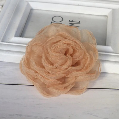 5Pcs 9CM Ručno izrađena gaza Organza Tkanina Umjetno cvijeće Ukrasi za glavu Vjenčanica Dodaci za dom DIY Lažni cvijet