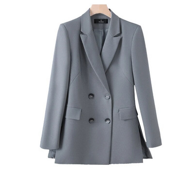 Naujas moteriškas dviejų dalių kostiumas, rudeninis žiemos pilkas juodas oranžinis moteriškas švarkas su kelnėmis, kostiumas biuro moteriškai oficialaus verslo kostiumo rinkinys