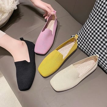 2023 New Mesh Boat Shoes Summer Square Toe Breath Γυναικεία παπούτσια Leisure Slip on Walking Sneakers Lady Daily Flats Zapatos Mujer