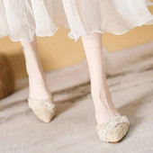 Naistekingad 2023 Kvaliteetsed libistatavad naistejalatsid, suvised naistejalatsid, terava varbaga nööriga helmed, pehme põhjaga naistejalatsid