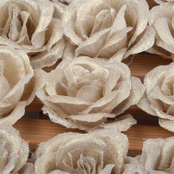 30 бр. 4 см копринени златни изкуствени розови цветни глави за сватба Декорация за домашно парти Направи си сам Аксесоари за коледно дърво Фалшиво цвете