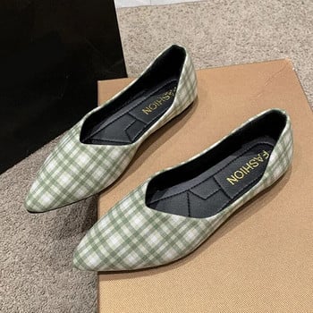 Plus Size 41 Γυναικεία Flat καρό Slip on Shoes Flock Boat Παπούτσια για Woman Loafers Shallow Grid Zapatos Mujer Άνοιξη Φθινόπωρο 1340N