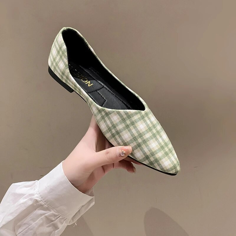 Plus Veličina 41 Ženske ravne cipele s natikačama Karirane natikače Flock Boat cipele za žene Mokasine s plitkom mrežom Zapatos Mujer Proljeće Jesen 1340N