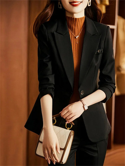 Yitimuceng jednobojni dvodijelni setovi ženske odjeće 2023. Elegantna uredska ženska jakna s otvorenim ovratnikom Nova modna ležerna odijela s hlačama