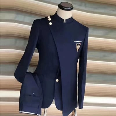 2023 Ultimul design de haină și pantaloni Costum bleumarin Homme Mariage Moda formală Costume slim Fit pentru bărbați Costum de nuntă de mire Tuxedo 2BUC