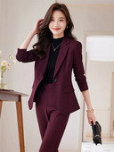 Novi ženski svečani kompleti hlača iz 2023. Ženski žuto-ljubičasto-crveni crni sako sako Hlače za uredske dame Poslovna radna odjeća Set od 2 komada