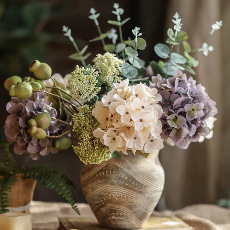 svilena hortenzija umjetno cvijeće vjenčanje dekoracija doma veliko lažno cvijeće hortenzija DIY dekor za hotelske zabave pribor za vijence