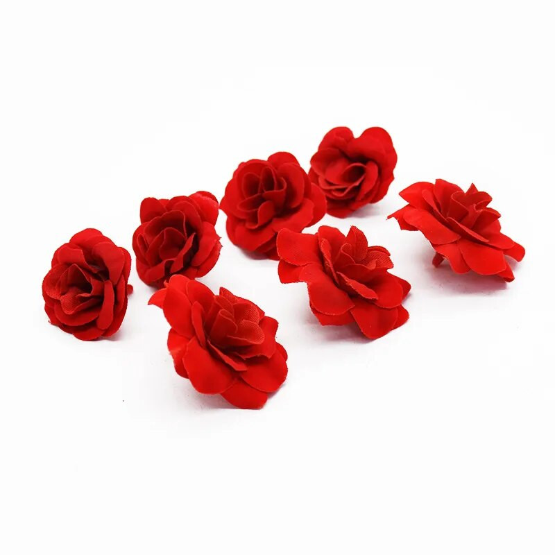 20 db 3,5 cm 5 cm vörös rózsák művirág lakberendezési kiegészítők esküvői barkácsolás csukló virágos fejdísz fesztivál kellékek