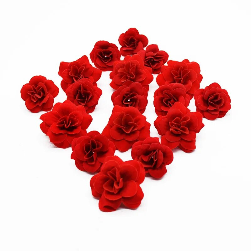 20 db 3,5 cm 5 cm vörös rózsák művirág lakberendezési kiegészítők esküvői barkácsolás csukló virágos fejdísz fesztivál kellékek