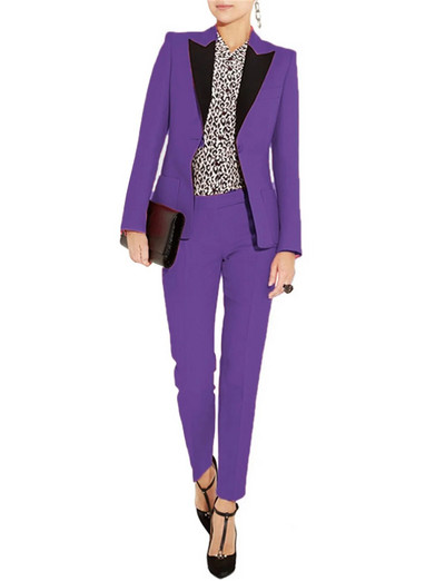 Női üzleti öltönyök női irodai egyenruha női nadrágkosztümök formális női szmoking, vékony 2 részes blézer