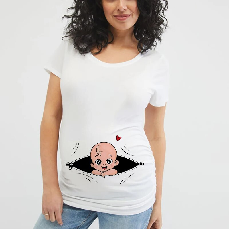 Majica za trudnice Majica s najavom trudnoće Ljeto Ležerna Mama Trudničke bluze Odjeća Basic Mama Clothes