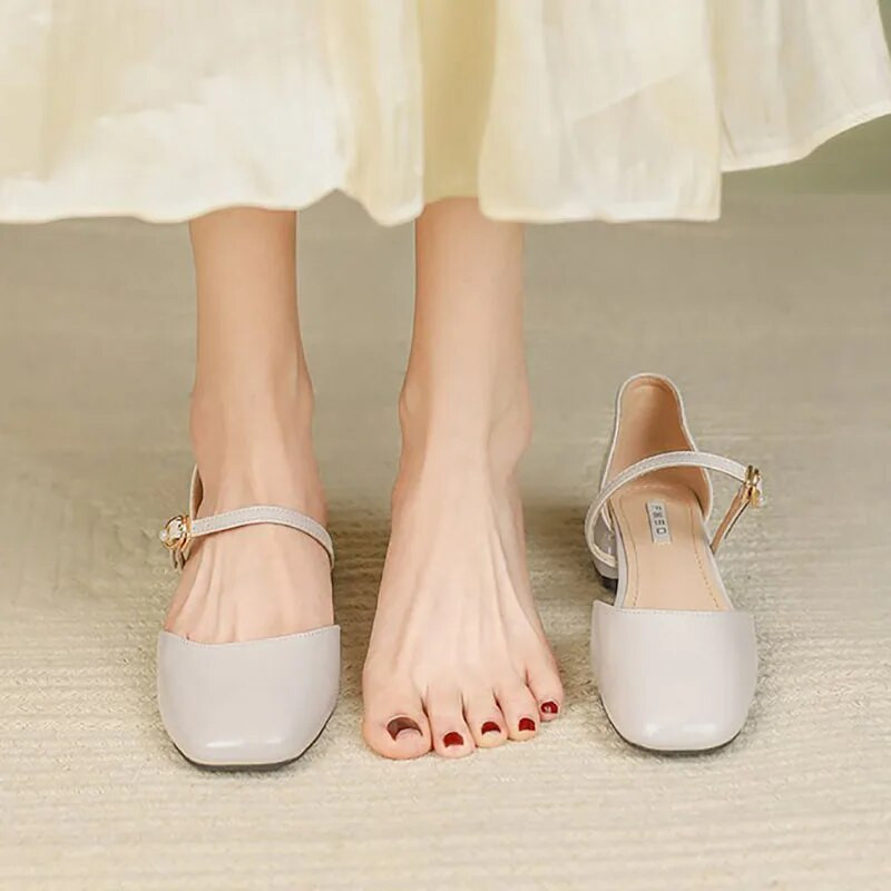 Ženske ravne sandale Mary Jane Lakirane dizajnerske cipele za žene Cipele s niskom petom Svečane cipele s kopčom Sandalias mujer Ljeto 1180N