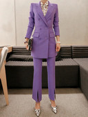 Divatos koreai 2 részes ruha Női Üzleti Formális Zsebek Vékony Kabát Blézer Öltöny Hosszú nadrág Nadrág Szettek Munka Stílus Ruhák