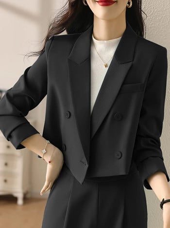 Circyy 2 κομμάτια Γυναικεία ρούχα Γυναικεία ρούχα Γυναικεία μακρυμάνικα κοντό σακάκια με διπλό στήθος + κοστούμια παντελόνι μόδα Φθινόπωρο Χειμώνας Νέο