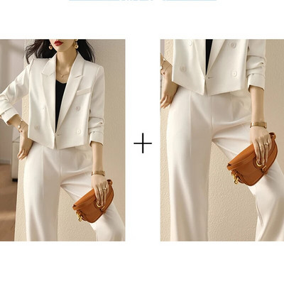 Circyy Kompleti od 2 komada Ženska odjeća Uredske dame Dugi rukavi Kratki sakoi s dvostrukim kopčanjem + Odijela s hlačama Moda Jesen Zima Novo