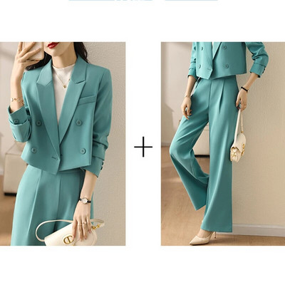 Circyy Kompleti od 2 komada Ženska odjeća Uredske dame Dugi rukavi Kratki sakoi s dvostrukim kopčanjem + Odijela s hlačama Moda Jesen Zima Novo