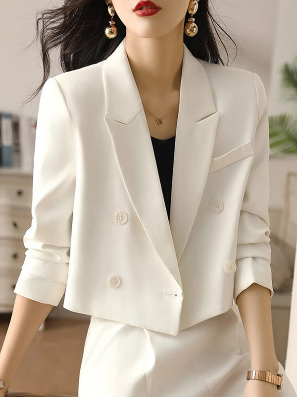 Circyy Kompleti od 2 komada Ženska odjeća Uredske dame Dugi rukavi Kratki sakoi s dvostrukim kopčanjem + Odijela s hlačama Moda Jesen Zima Novo