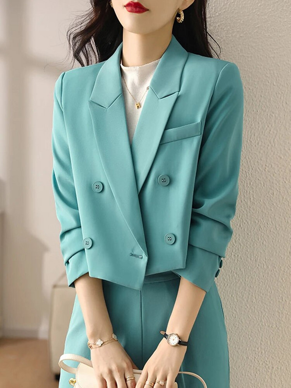 Circyy Kompleti od 2 komada Ženska odjeća Uredske dame Dugi rukavi Kratki sakoi s dvostrukim kopčanjem + Odijela s hlačama Moda Jesen Zima Novo