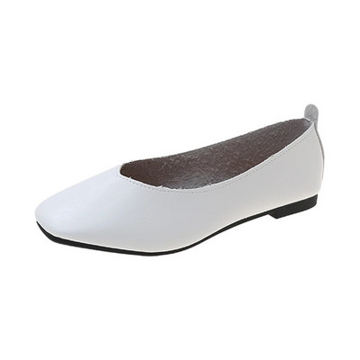 Ženske ravne cipele s četvrtastim vrhom Jednobojne natikače Plitke cipele Crne mokasine Bijele vjenčane sažete jednostruke cipele Proljeće 9802C