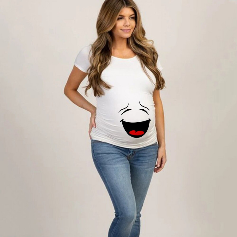 Modne trudničke majice velikih veličina za mame u trendu Smiješne crtiće s printom za trudnice Vruća rasprodaja majica kratkih rukava Majice kratkih rukava