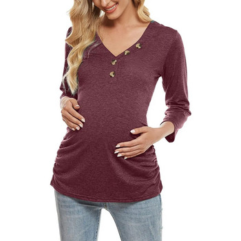 Ευρωπαϊκά και αμερικανικά ρούχα μητρότητας Νέο μονόχρωμο μπλουζάκι μητρότητας θηλασμού Ένδυση εγκύων γυναικών