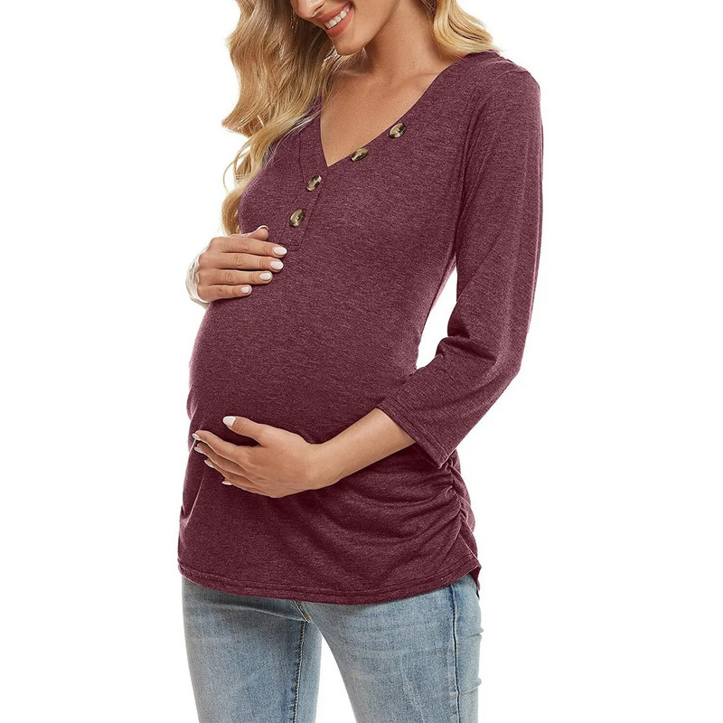 Europska i američka odjeća za trudnice Nova jednobojna majica za dojenje Odjeća za trudnice