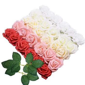 10/20/30 Heads 8CM Artificial PE Foam Rose Flowers DIY Wedding Bride Bouquets for Bridal Shower Party Wedding Διακοσμητικό λουλούδι